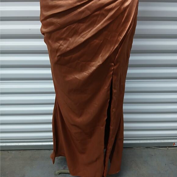 Y2K Retro Womens Satin Halter Dress 4 Formal Occasion Evening Gown Wedding Prom - Picture 4 of 10